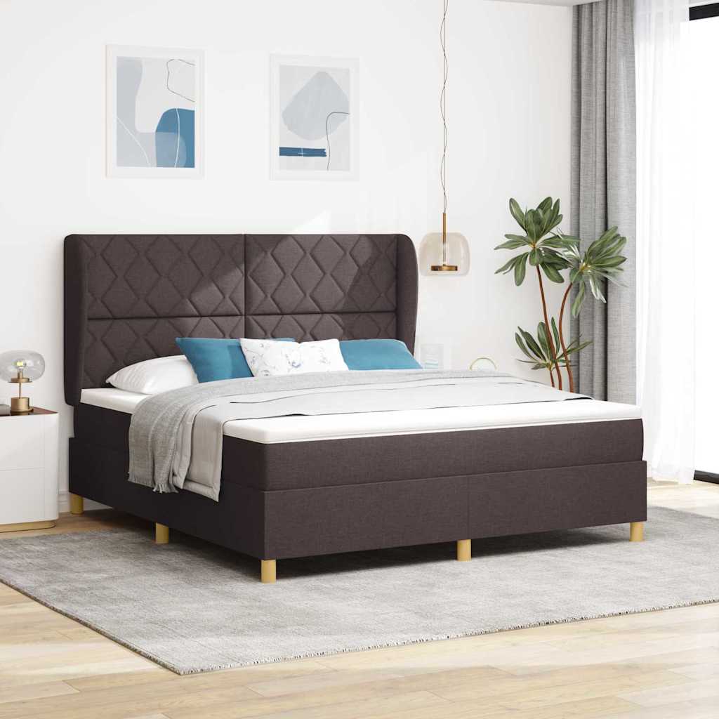 Boxspringbed met hoofdeinde Donkerbruin 200 x 180 cm Stof