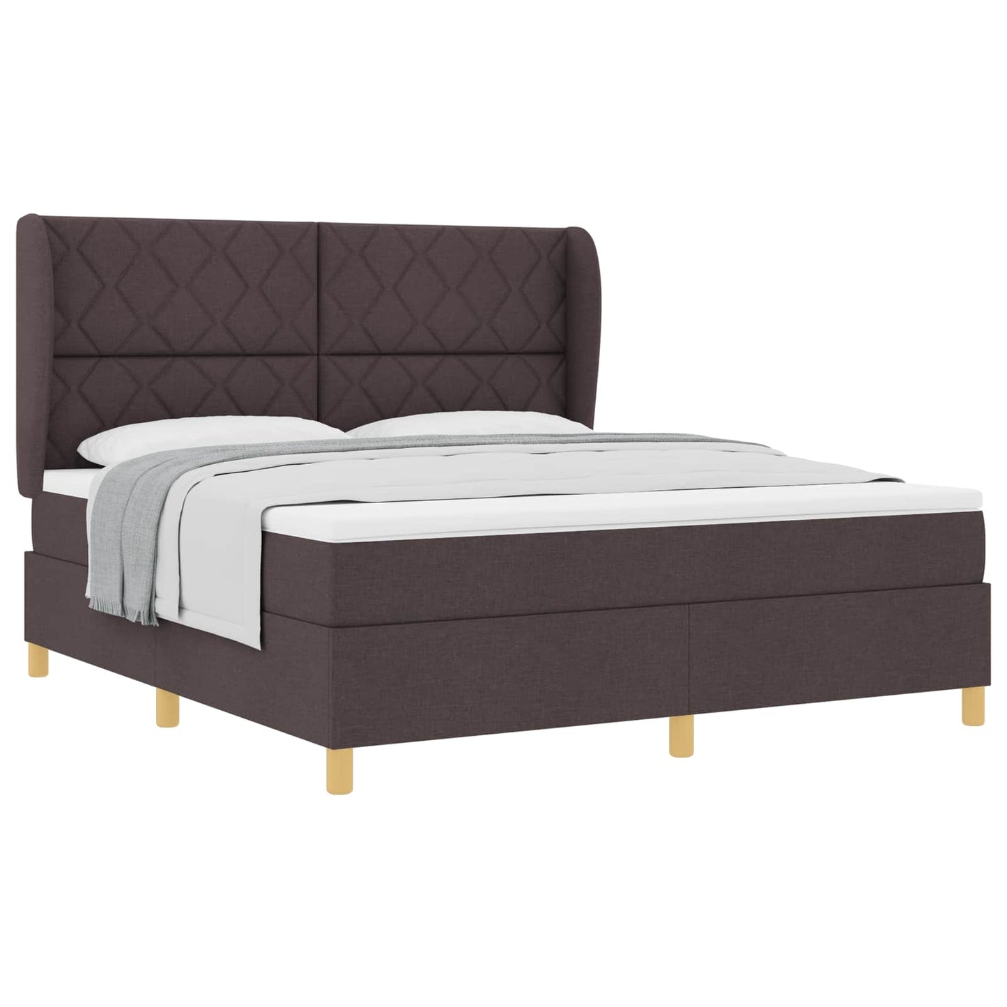 Boxspringbed met hoofdeinde Donkerbruin 200 x 180 cm Stof