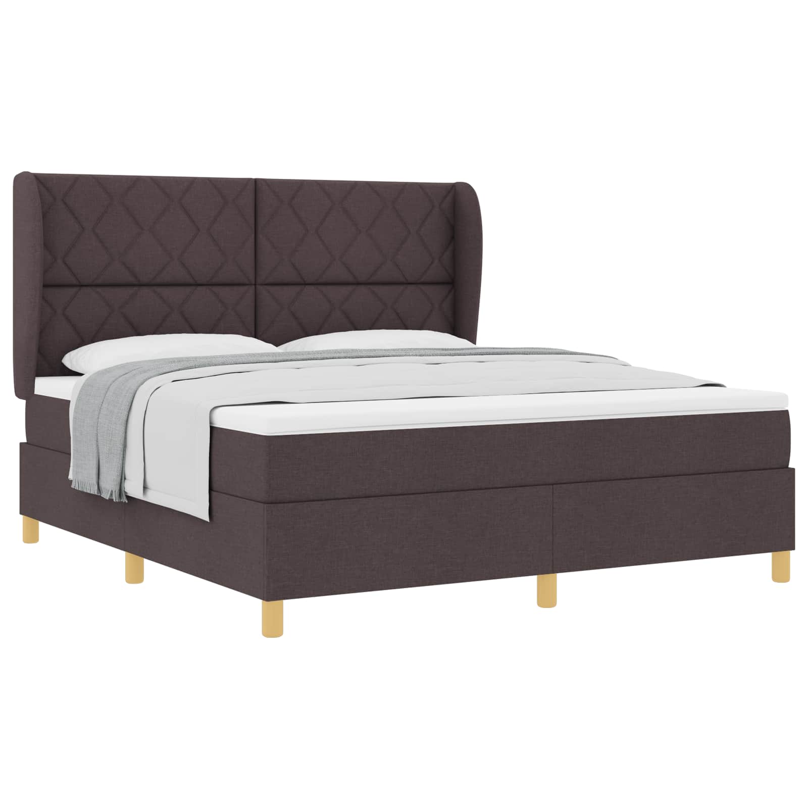 Boxspringbed met hoofdeinde Donkerbruin 200 x 180 cm Stof