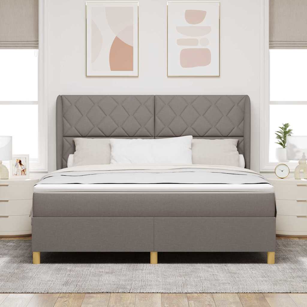 Boxspringbed met hoofdeinde Taupe 200 x 180 cm Stof