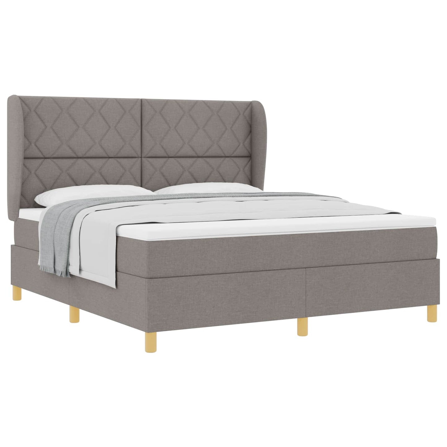 Boxspringbed met hoofdeinde Taupe 200 x 180 cm Stof