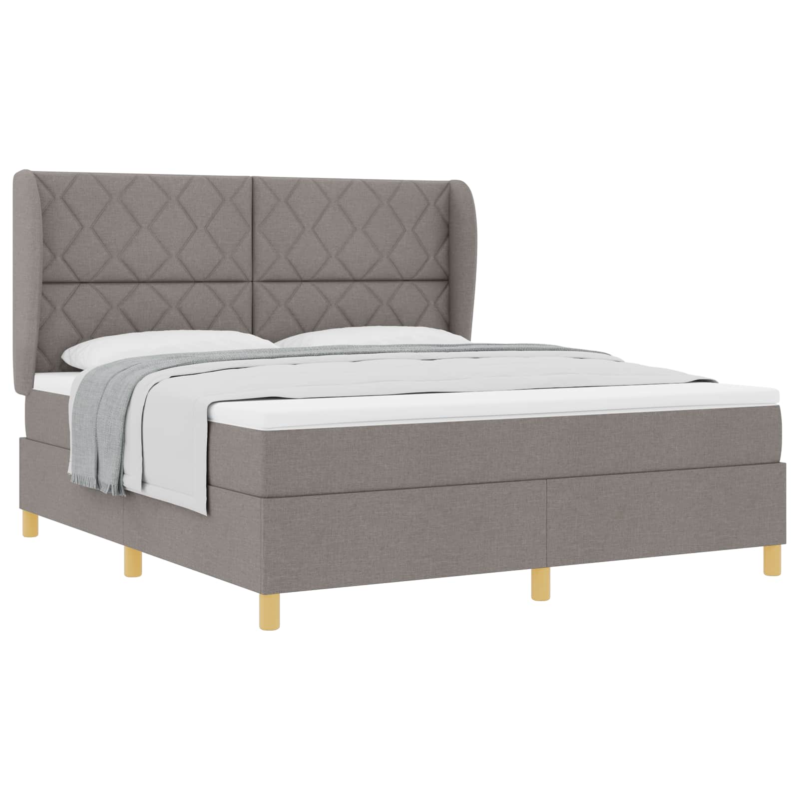 Boxspringbed met hoofdeinde Taupe 200 x 180 cm Stof