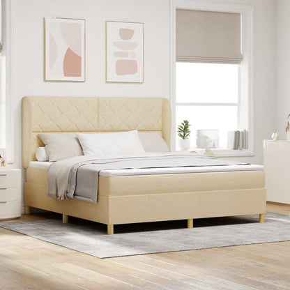 Boxspringbed met hoofdeinde Crème 200 x 180 cm Stof