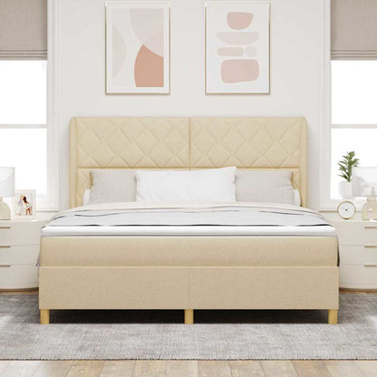 Boxspringbed met hoofdeinde Crème 200 x 180 cm Stof