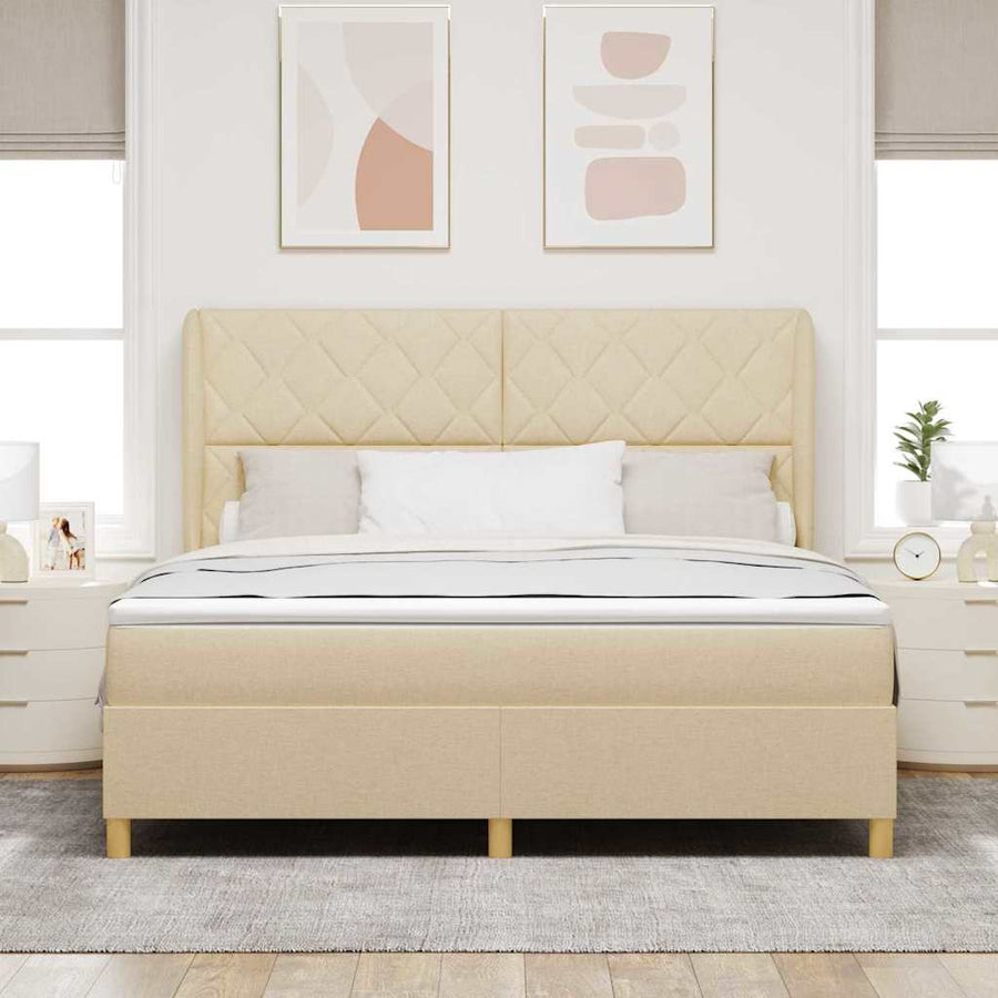 Boxspringbed met hoofdeinde Crème 200 x 180 cm Stof
