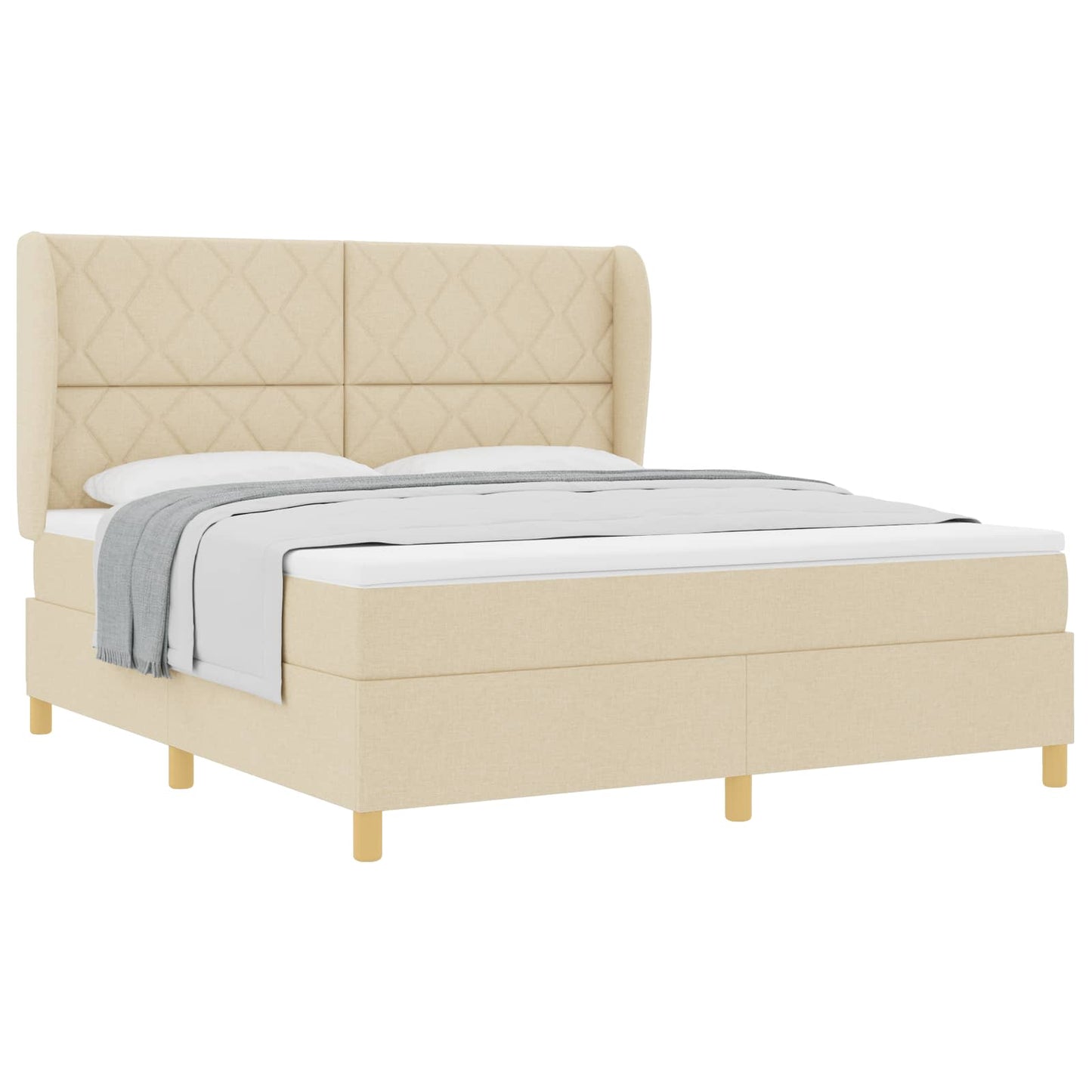 Boxspringbed met hoofdeinde Crème 200 x 180 cm Stof