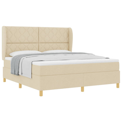 Boxspringbed met hoofdeinde Crème 200 x 180 cm Stof