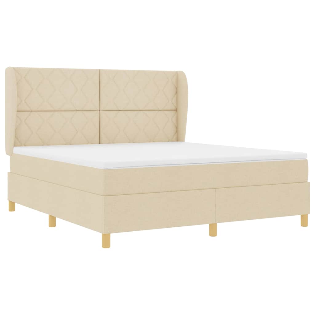 Boxspringbed met hoofdeinde Crème 200 x 180 cm Stof