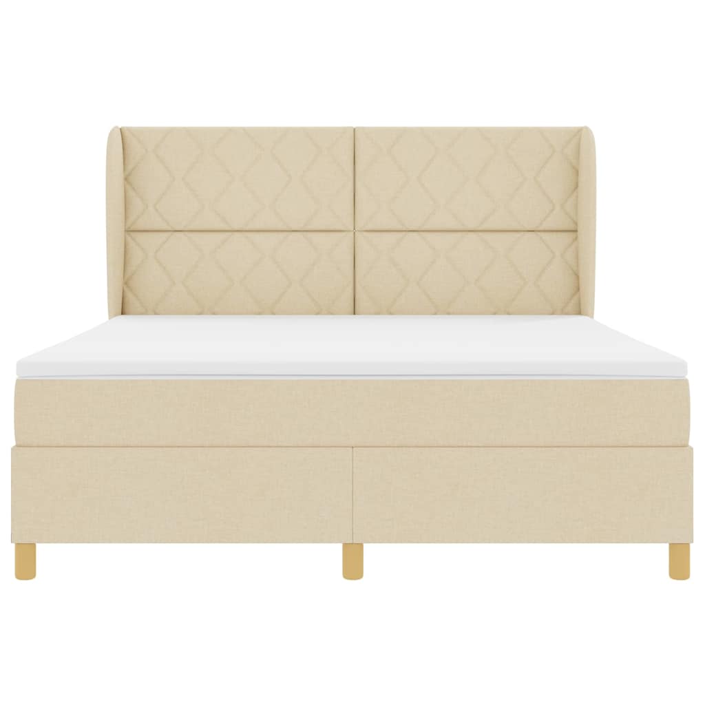 Boxspringbed met hoofdeinde Crème 200 x 180 cm Stof