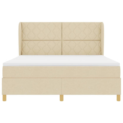 Boxspringbed met hoofdeinde Crème 200 x 180 cm Stof