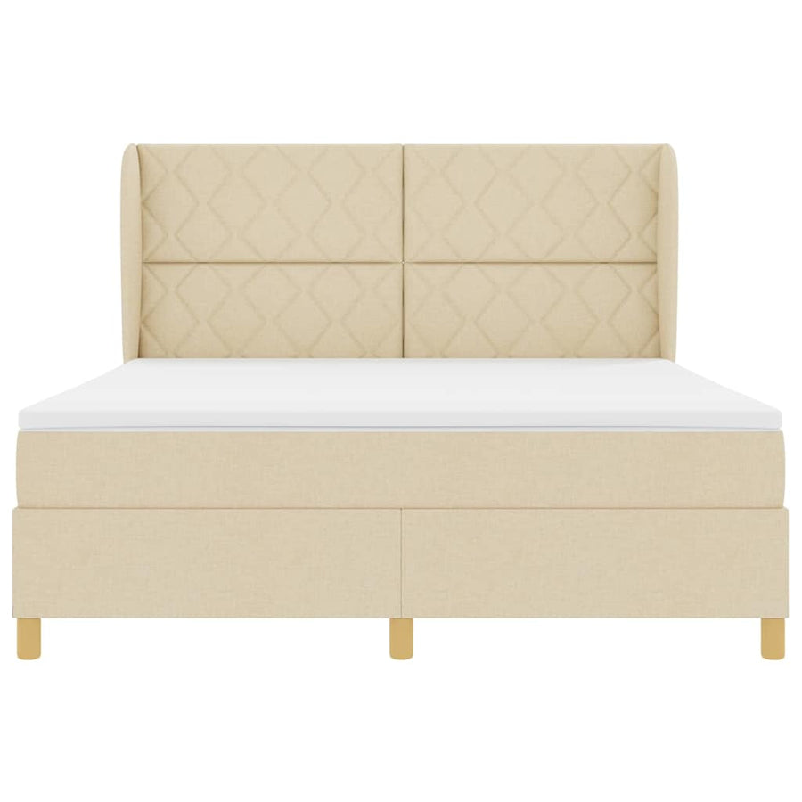 Boxspringbed met hoofdeinde Crème 200 x 180 cm Stof