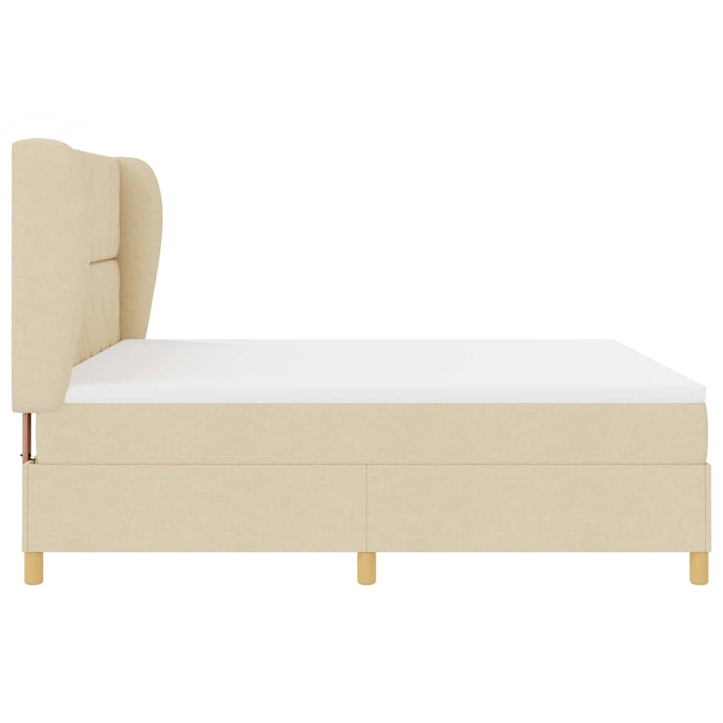 Boxspringbed met hoofdeinde Crème 200 x 180 cm Stof