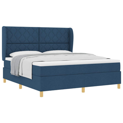 Boxspringbed met kussen met hoofdeinde Blauw 200 x 180 cm Stof