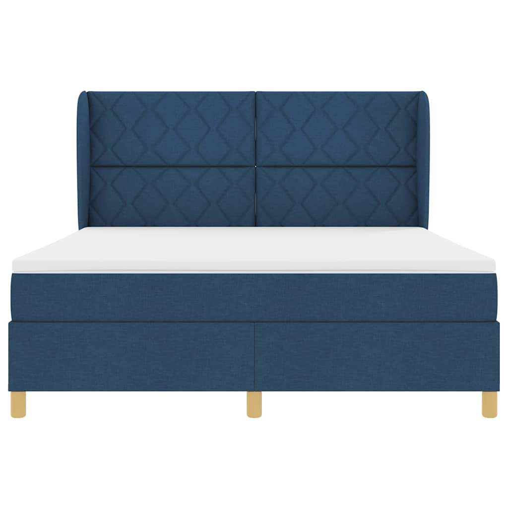 Boxspringbed met kussen met hoofdeinde Blauw 200 x 180 cm Stof