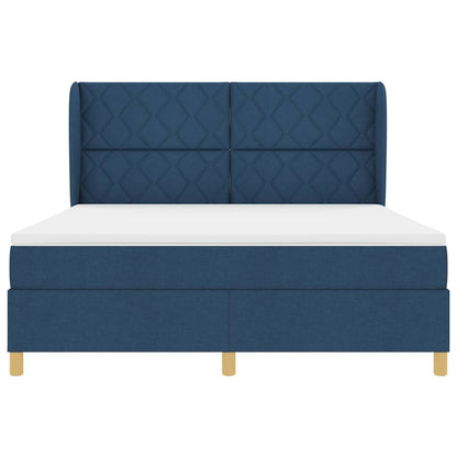 Boxspringbed met kussen met hoofdeinde Blauw 200 x 180 cm Stof