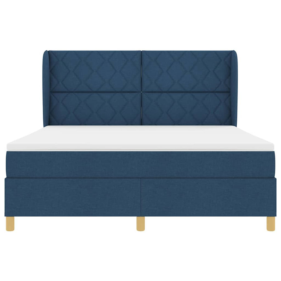 Boxspringbed met kussen met hoofdeinde Blauw 200 x 180 cm Stof