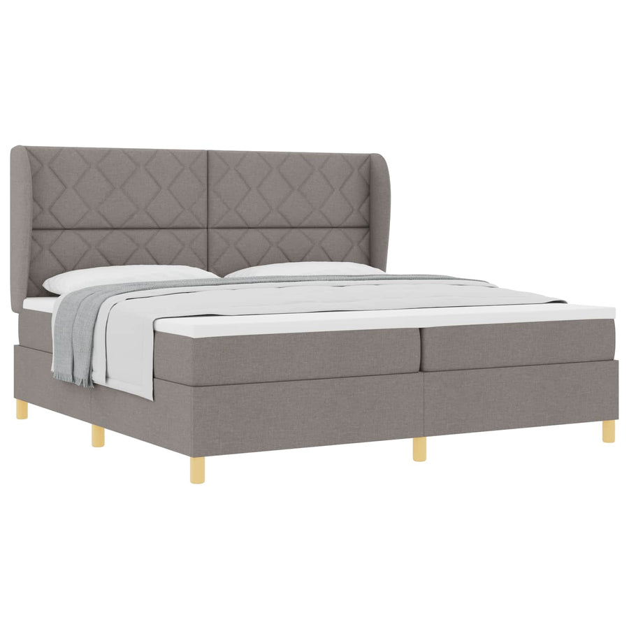 Boxspringbed met hoofdeinde Taupe 200 x 200 cm Stof