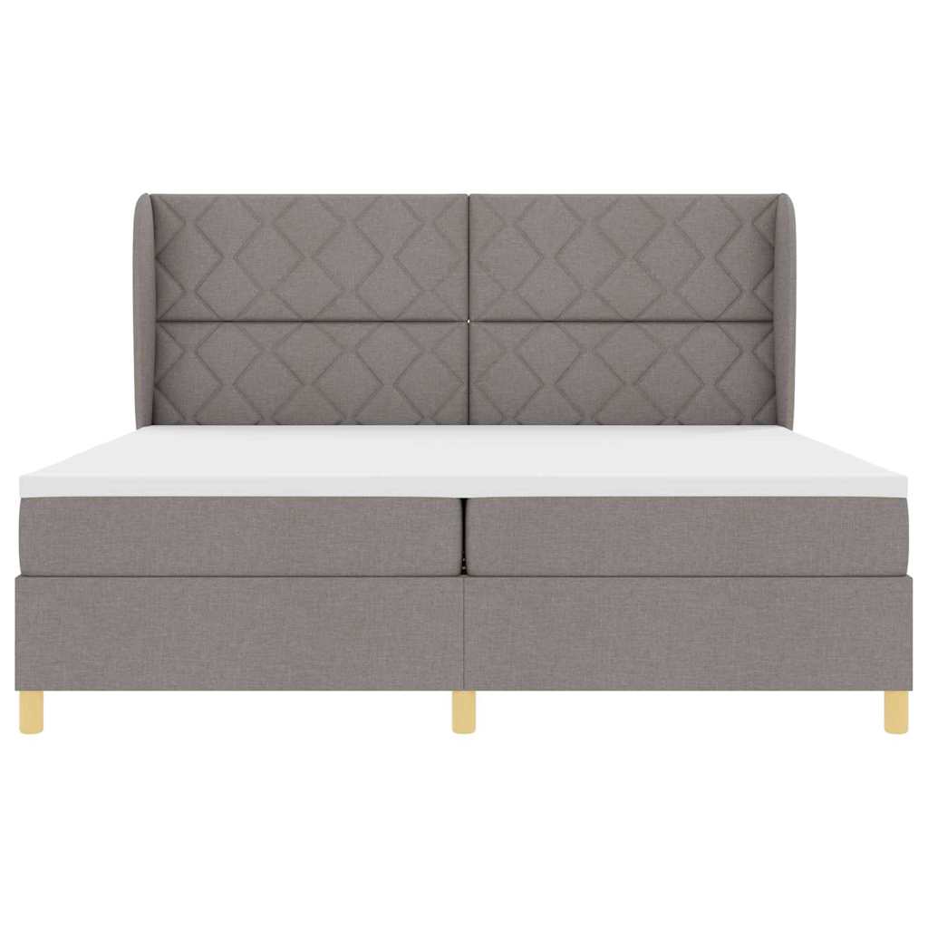 Boxspringbed met hoofdeinde Taupe 200 x 200 cm Stof