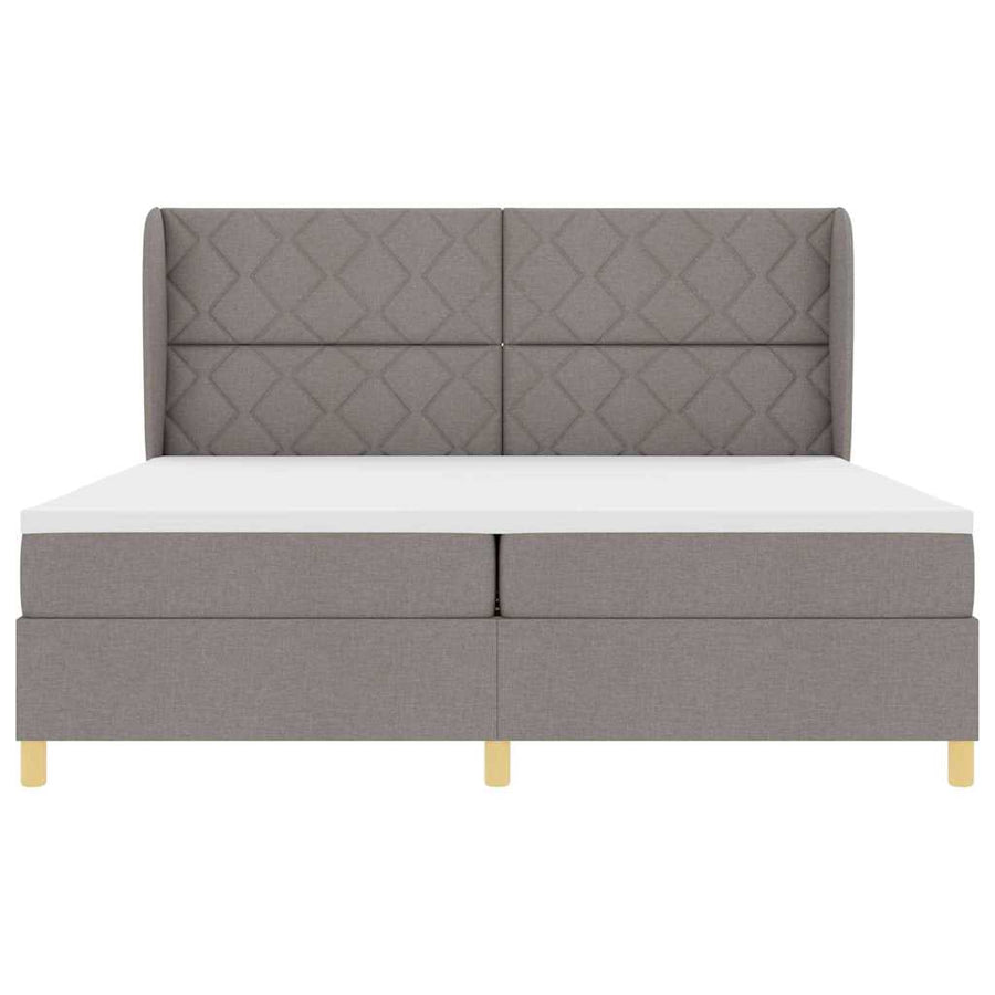 Boxspringbed met hoofdeinde Taupe 200 x 200 cm Stof
