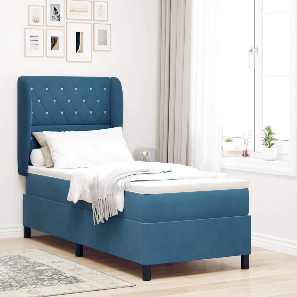 Boxspringbed met matras Donkerblauw 200 x 80 cm Fluweel