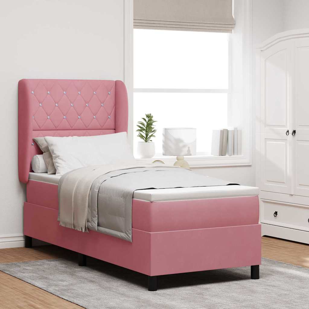 Boxspringbed met matras met hoofdeinde Roze 200 x 80 cm Fluweel