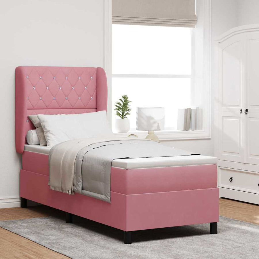 Boxspringbed met matras met hoofdeinde Roze 200 x 80 cm Fluweel