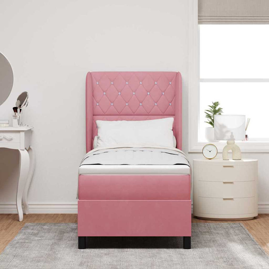 Boxspringbed met matras met hoofdeinde Roze 200 x 80 cm Fluweel