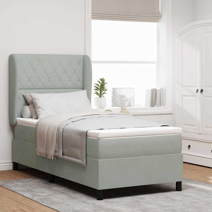 Boxspringbed met matras Lichtgrijs 190 x 90 cm Fluweel