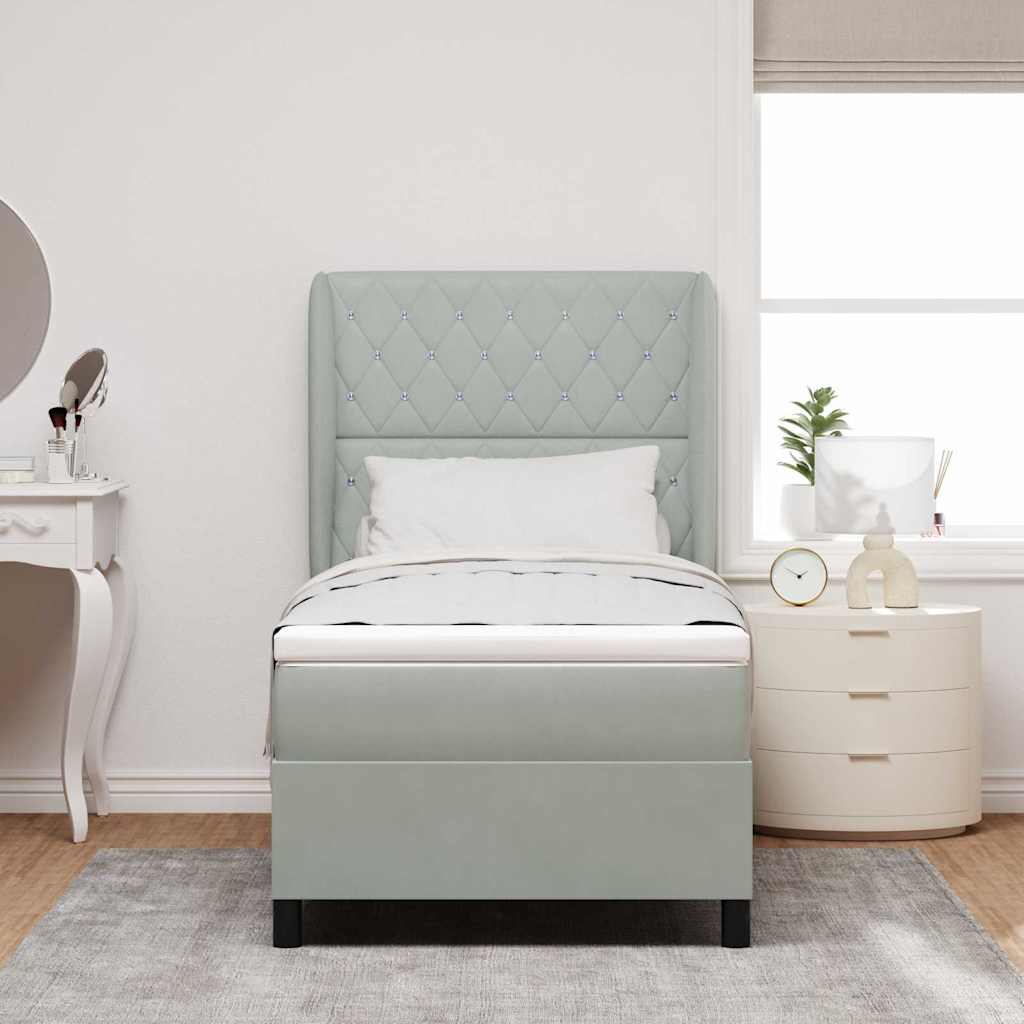 Boxspringbed met matras Lichtgrijs 190 x 90 cm Fluweel