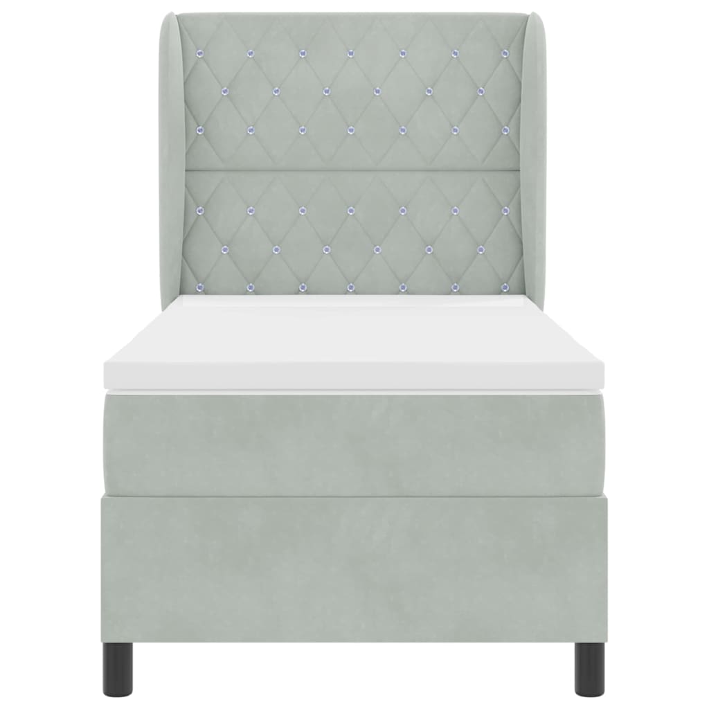 Boxspringbed met matras Lichtgrijs 190 x 90 cm Fluweel