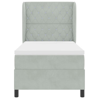 Boxspringbed met matras Lichtgrijs 190 x 90 cm Fluweel