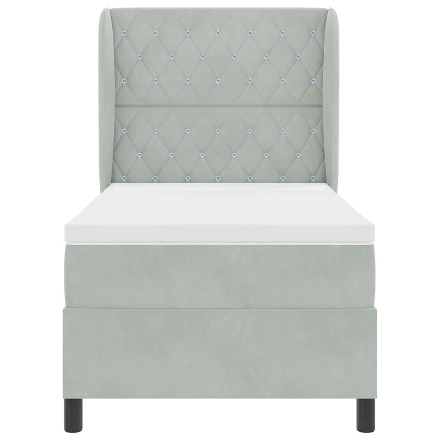 Boxspringbed met matras Lichtgrijs 190 x 90 cm Fluweel