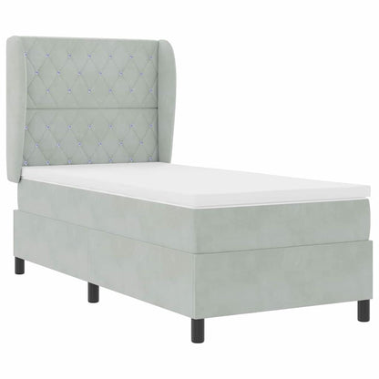 Boxspringbed met matras Lichtgrijs 200 x 90 cm Fluweel