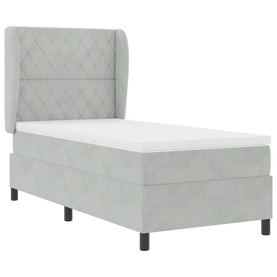 Boxspringbed met matras Lichtgrijs 200 x 90 cm Fluweel