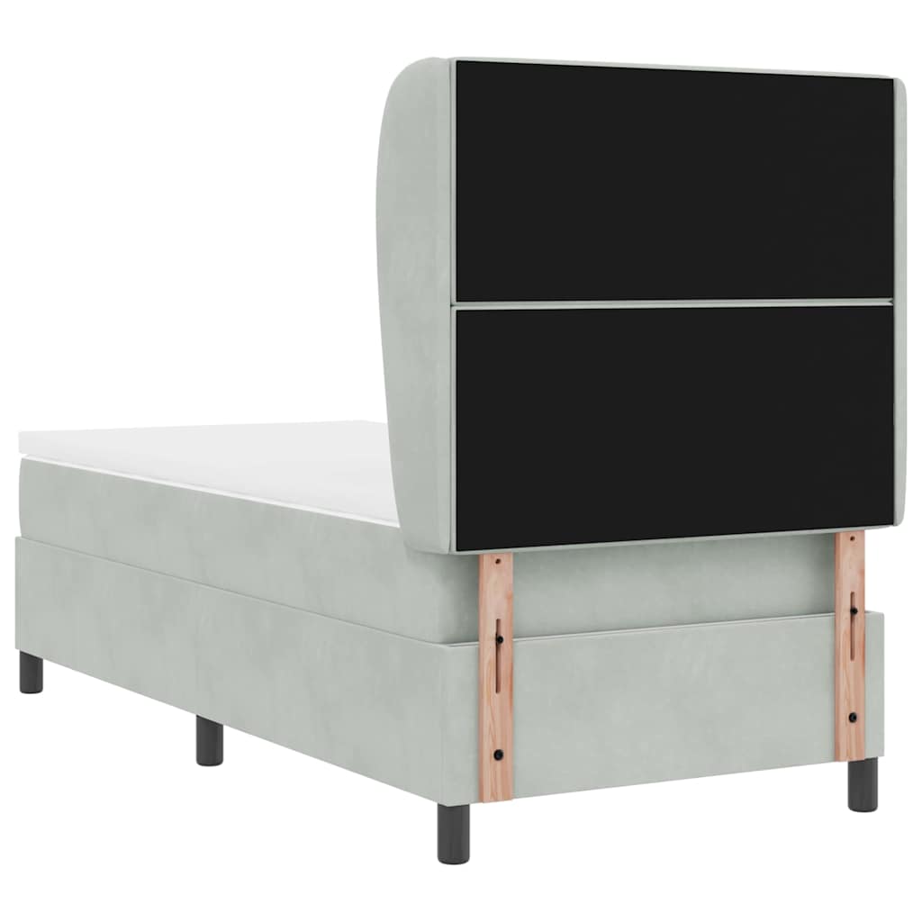 Boxspringbed met matras Lichtgrijs 200 x 90 cm Fluweel