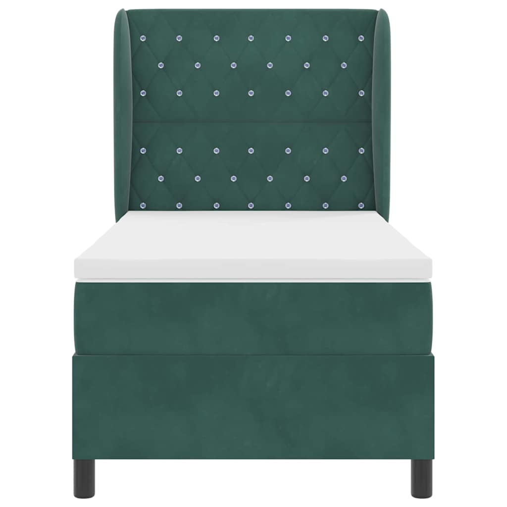 Boxspringbed met matras Donkergroen 200 x 90 cm Fluweel