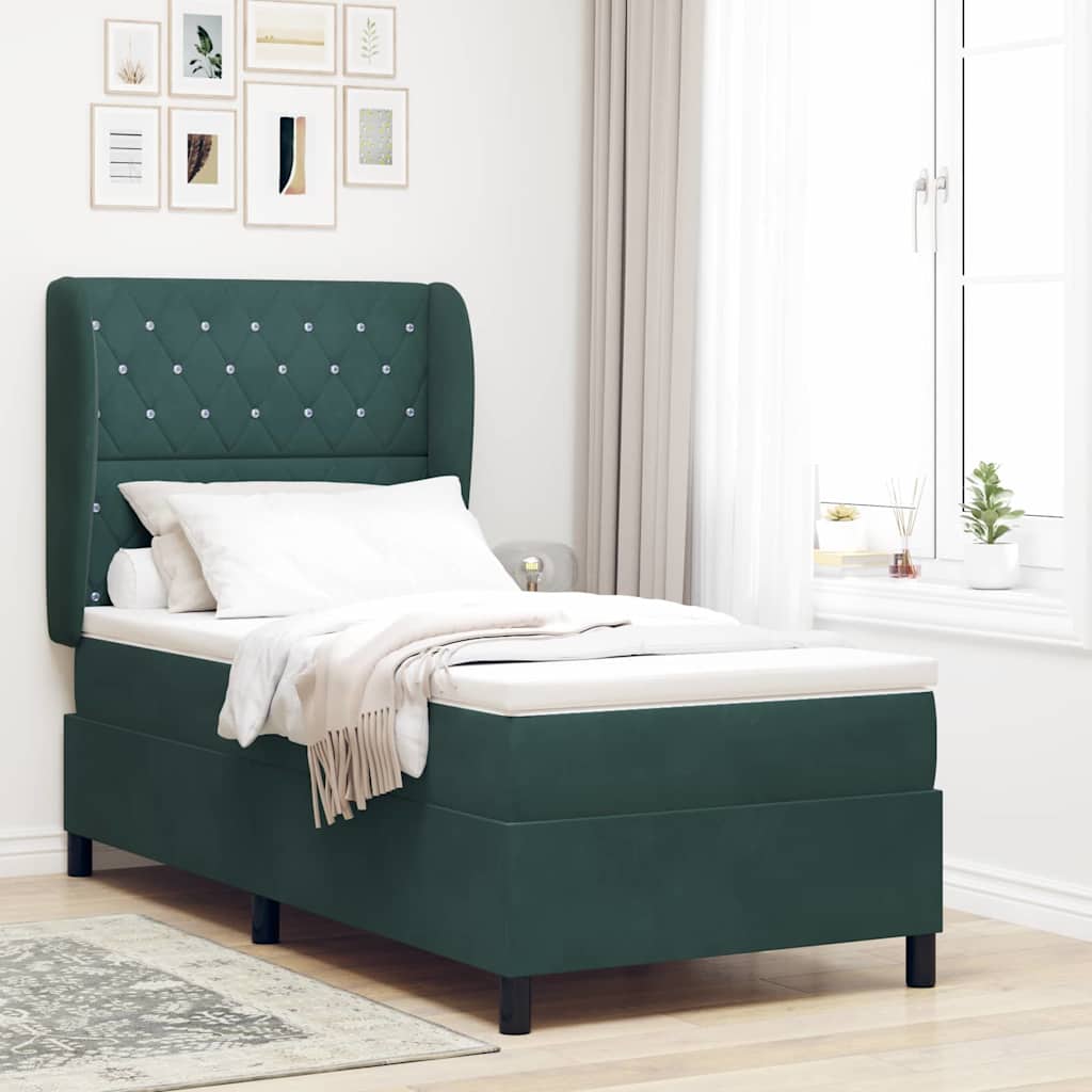 Boxspringbed met matras Donkergroen 200 x 100 cm Fluweel