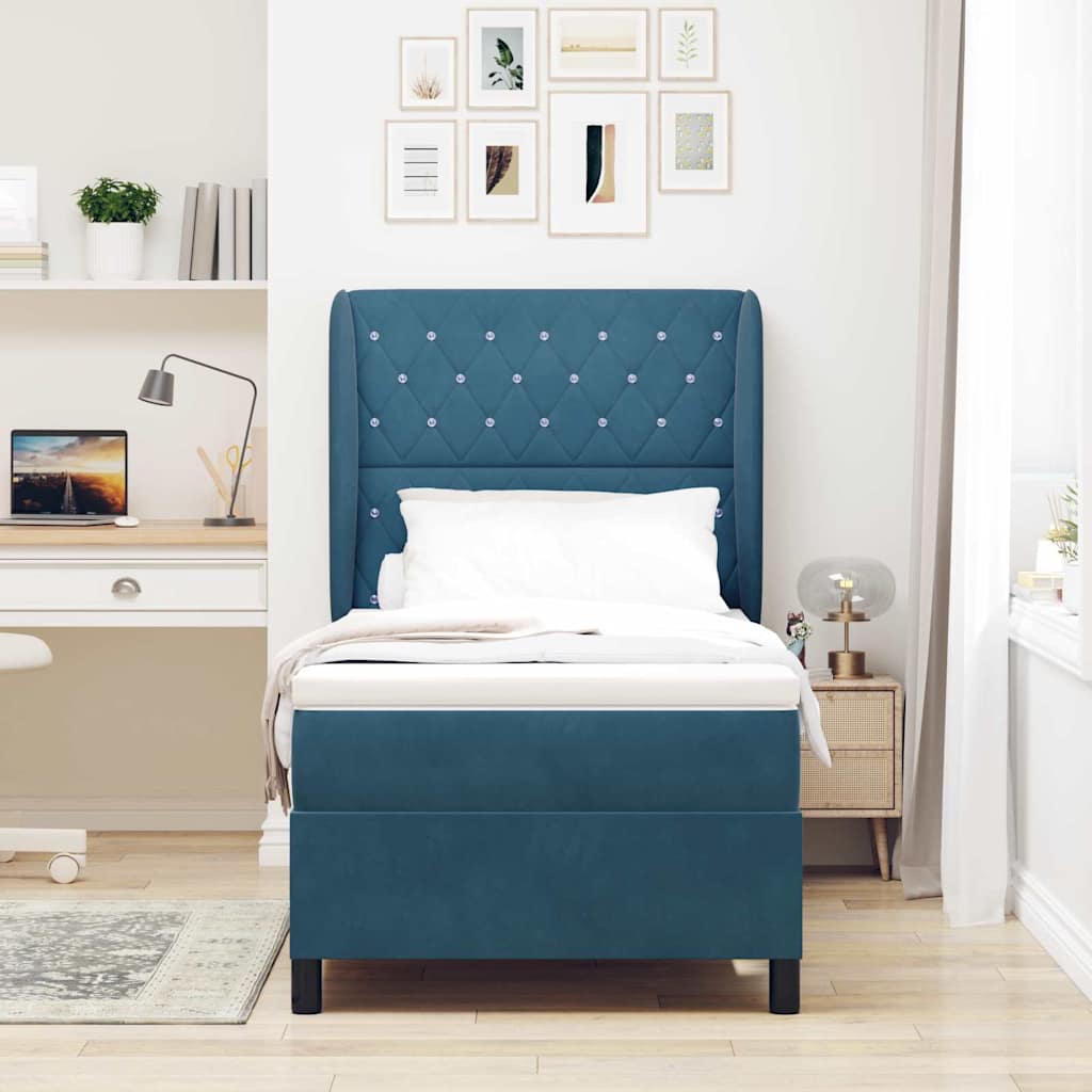Boxspringbed met matras Donkerblauw 200 x 100 cm Fluweel