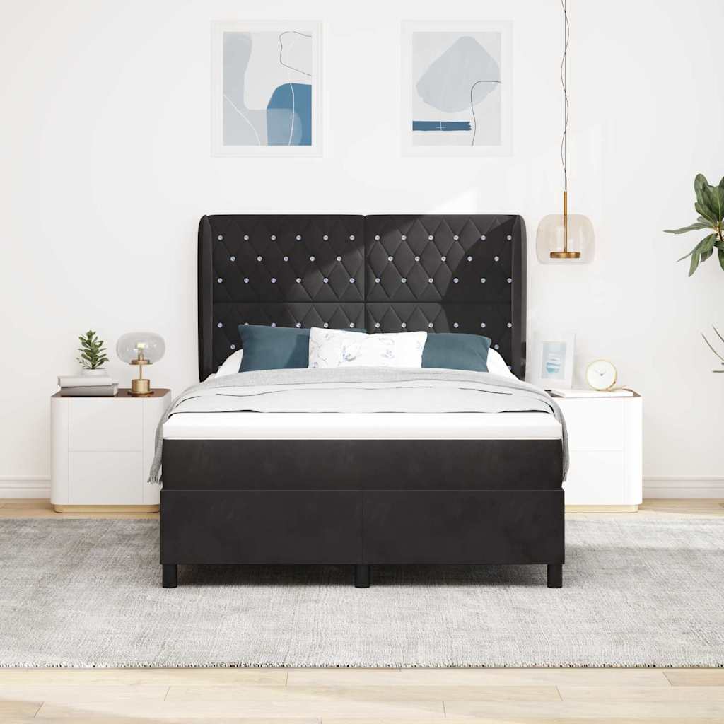 Boxspringbed met matras Zwart 190 x 140 cm Fluweel
