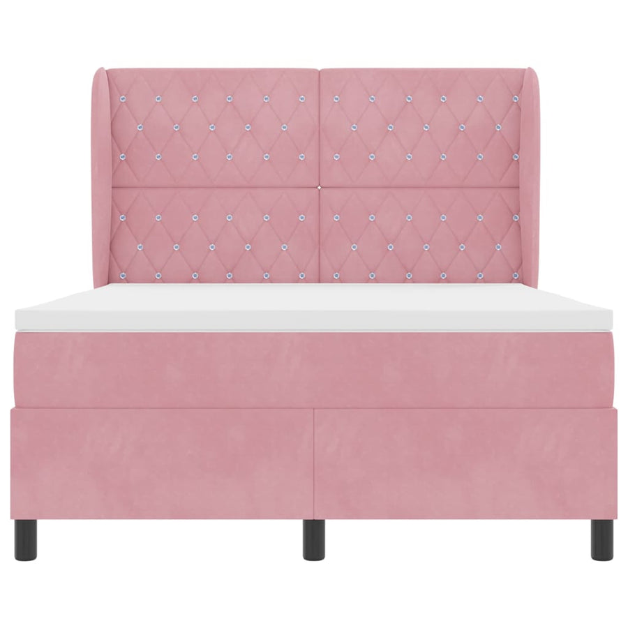 Boxspringbed met hoofdeinde Roze 190 x 140 cm Fluweel