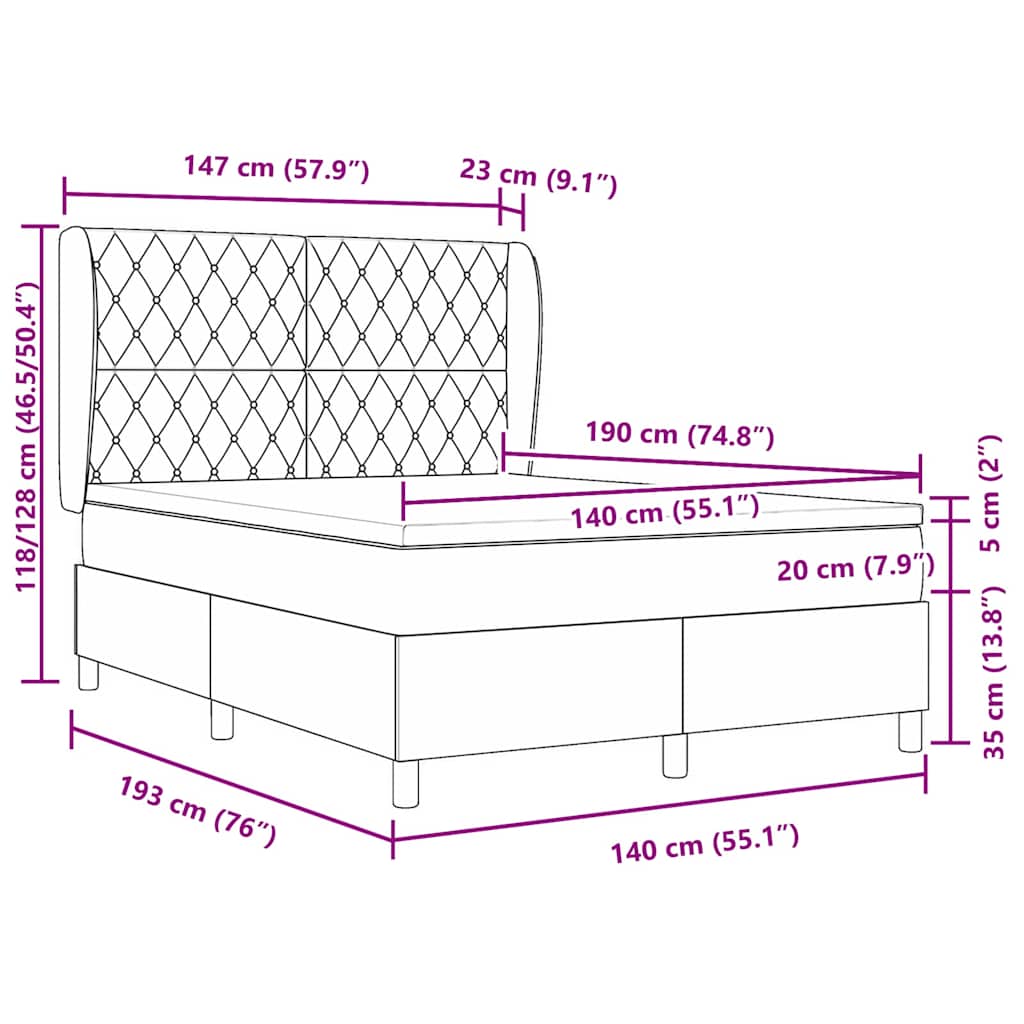 Boxspringbed met hoofdeinde Roze 190 x 140 cm Fluweel