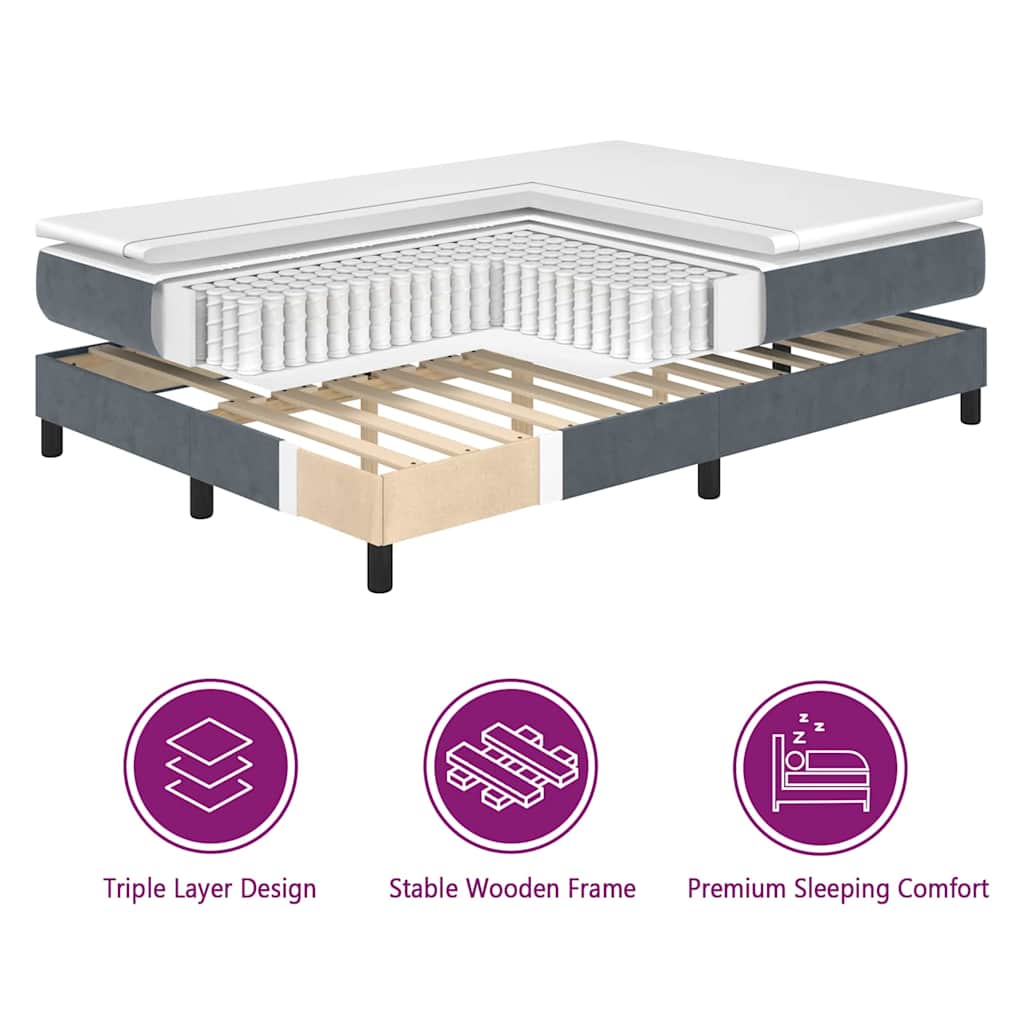 Boxspringbed met matras Donkergrijs 200 x 140 cm Fluweel