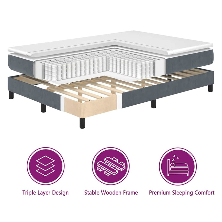 Boxspringbed met matras Donkergrijs 200 x 140 cm Fluweel