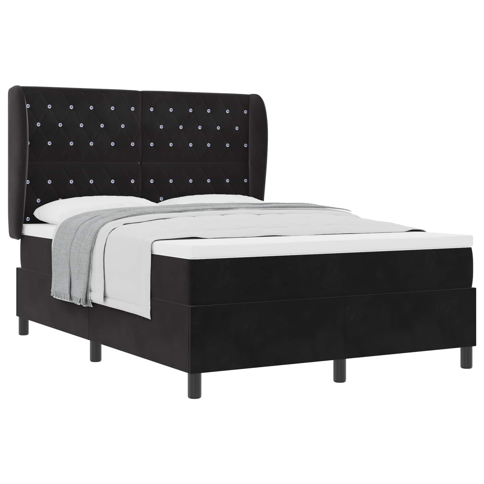Boxspringbed met matras Zwart 200 x 160 cm Fluweel