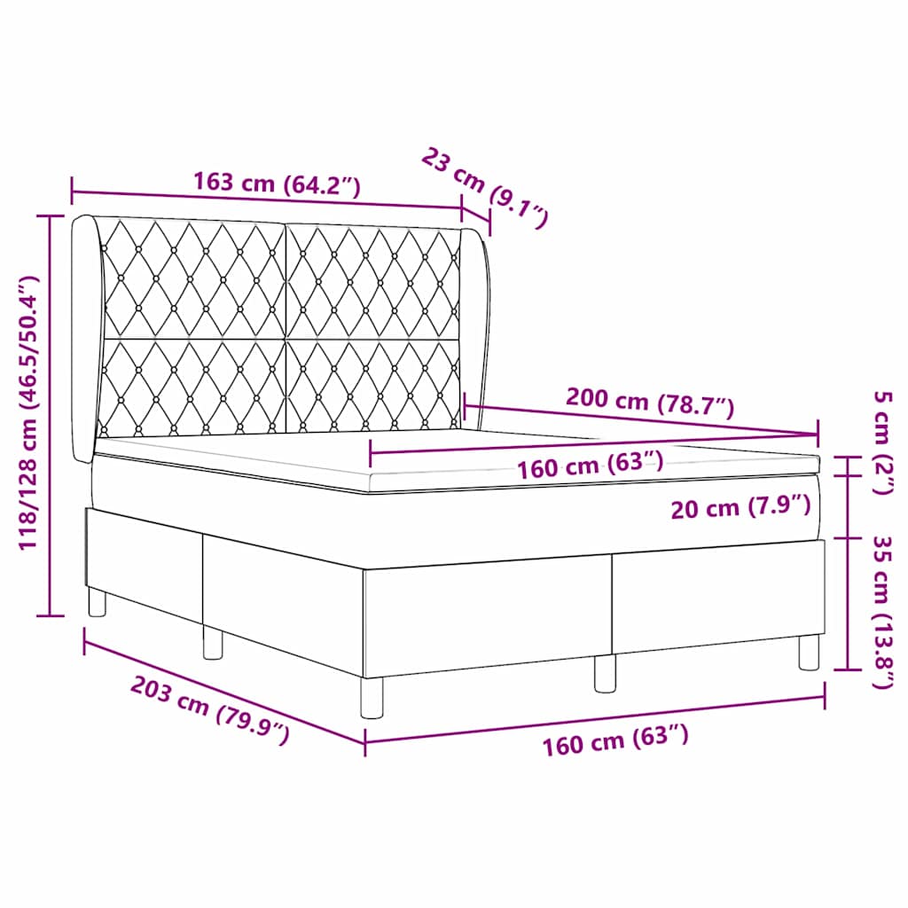 Boxspringbed met matras Zwart 200 x 160 cm Fluweel