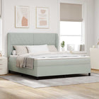 Boxspringbed 200 x 180 cm lichtgrijs fluweel