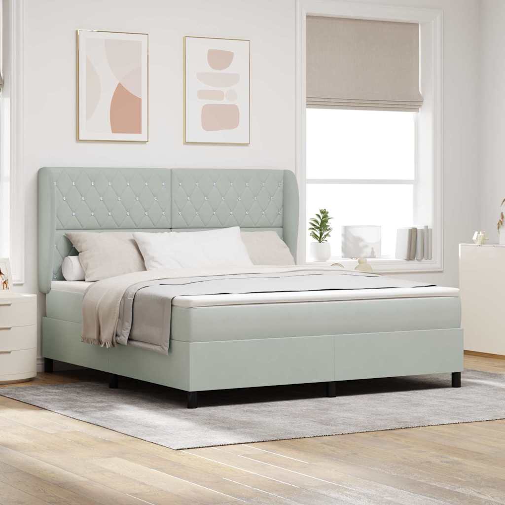 Boxspringbed met matras Lichtgrijs 200 x 180 cm Fluweel