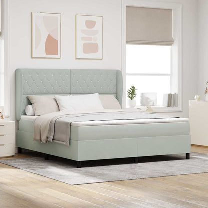 Boxspringbed met matras Lichtgrijs 200 x 180 cm Fluweel