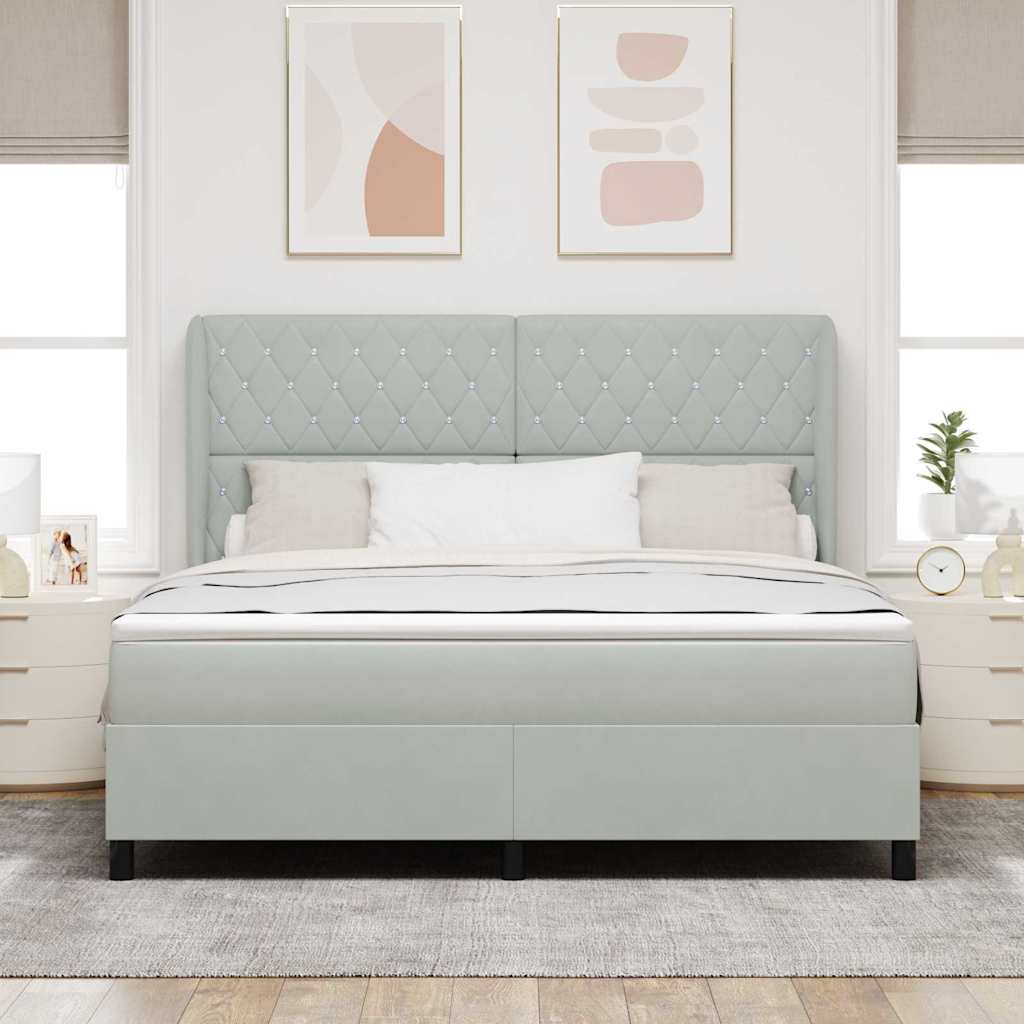 Boxspringbed met matras Lichtgrijs 200 x 180 cm Fluweel