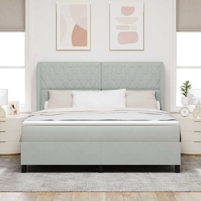 Boxspringbed met matras Lichtgrijs 200 x 180 cm Fluweel
